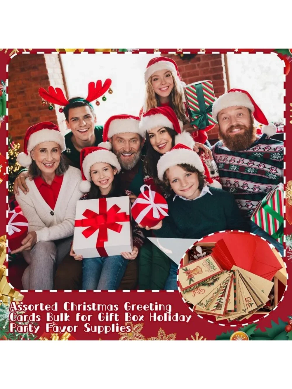 240 Sets Kraft Christmas Greeting Cards with Envelopes - Bulk Holiday Cards